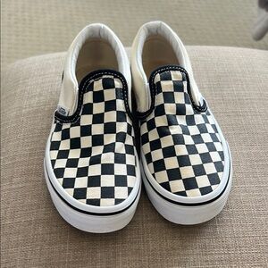 Vans Kids Checkered Slip-On Shoes - Black and White